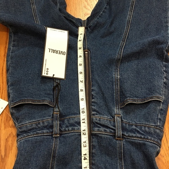 Almost Famous Denim Blue High Rise Straight Leg Zip Up Front Overalls - Picture 13 of 16